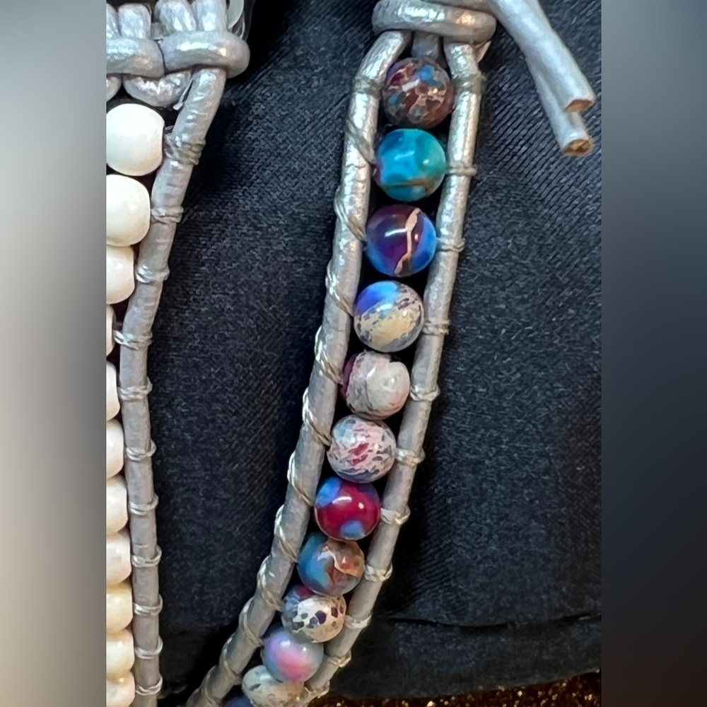 Apple Watch SE w/Beautifully Hand-beaded Boho Wrap Strap - Picture 4 of 7